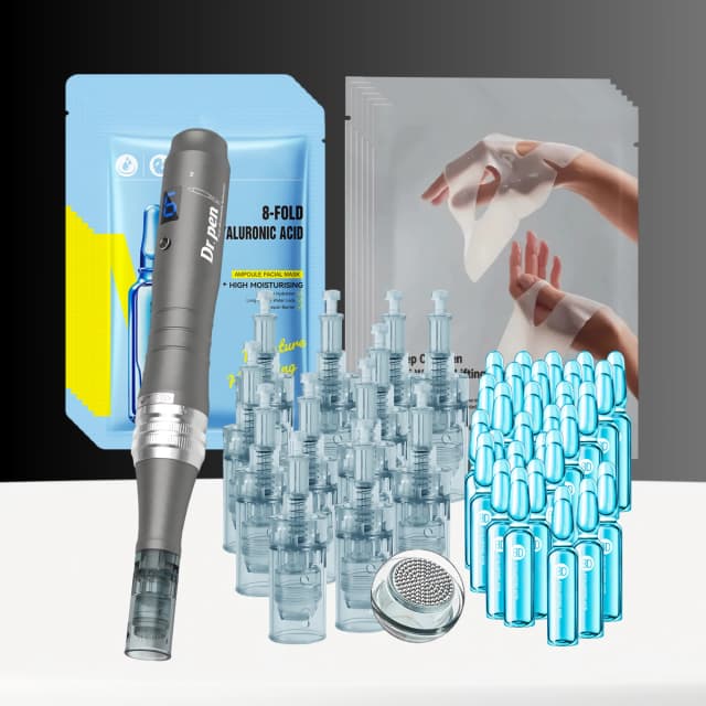 brightening &amp; repair microneedling kit – 11pin + vitamin c serum + vitamin c &amp; niacinamide masks