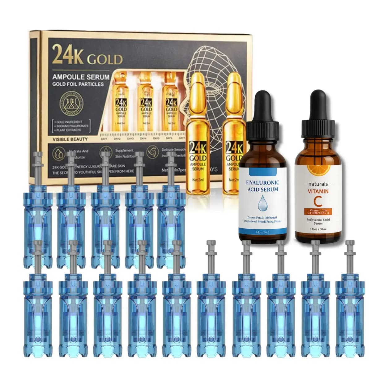 full face texture & glow microneedling cartridges & serum kit for dr. pen m8s