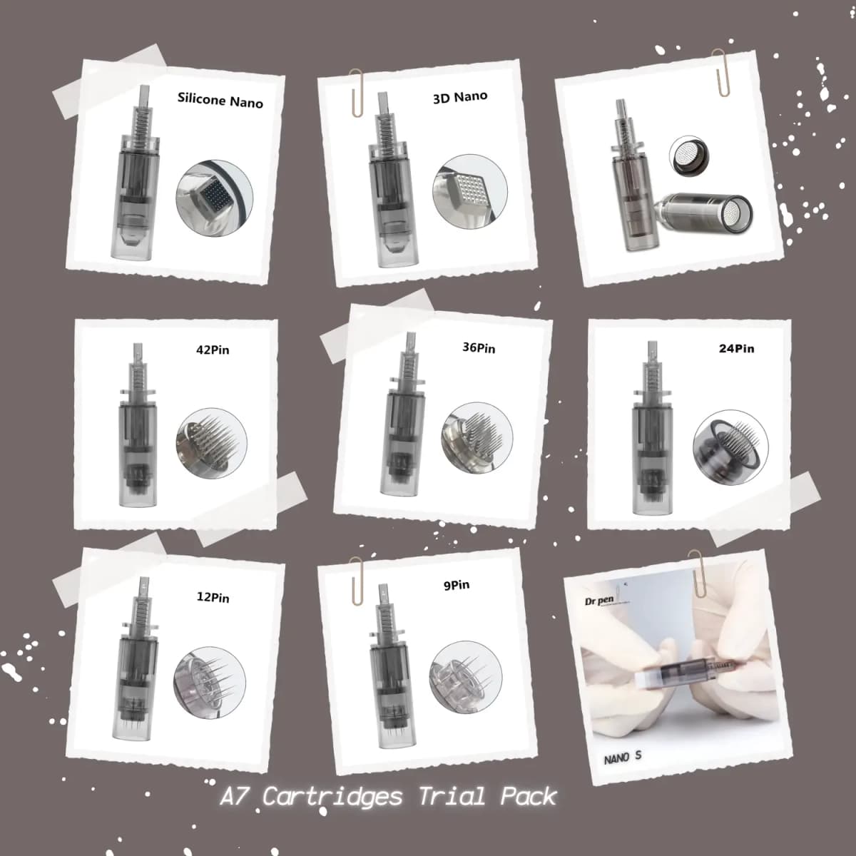 dr. pen a7 cartridges pack – includes all needle types