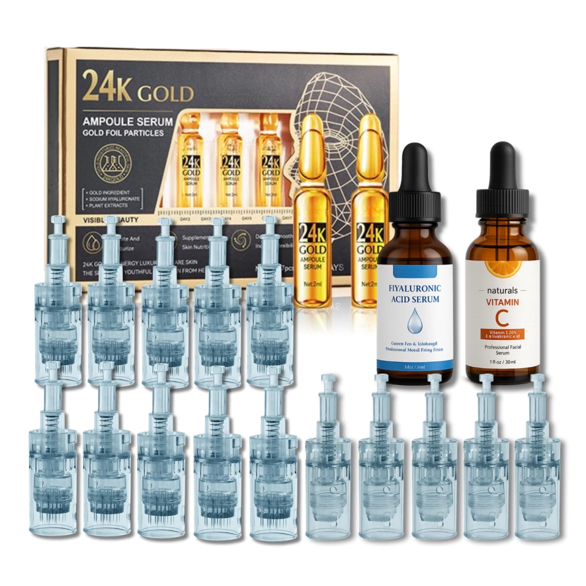 full face texture & glow cartridges & serum kit for dr. pen m8