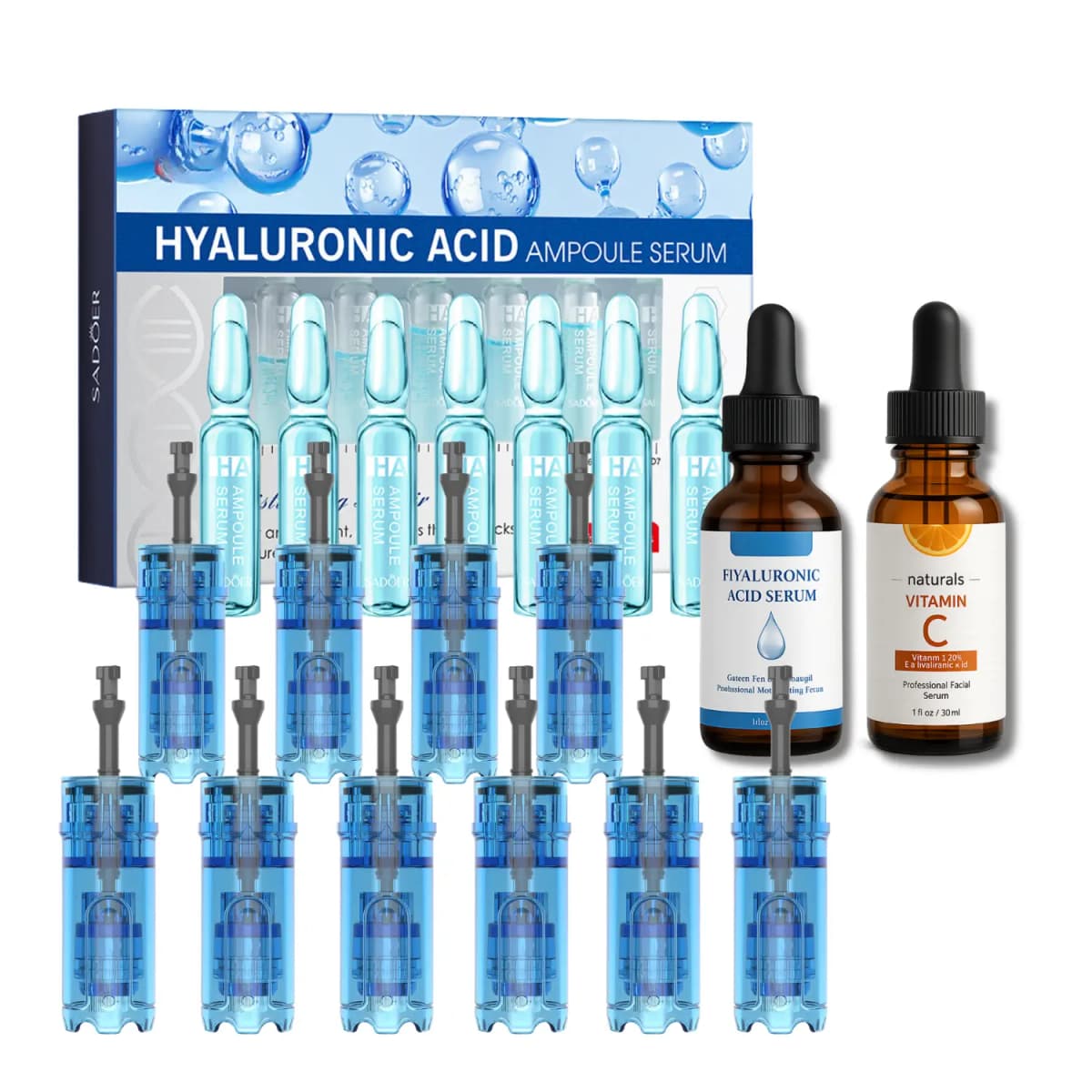 full face texture & glow refining microneedling cartridges & serum kit for dr. pen m9